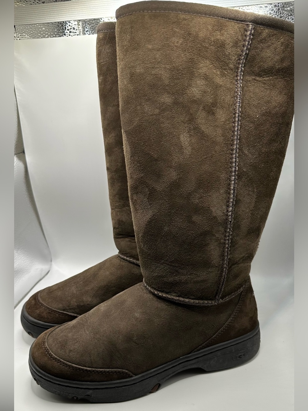 UGG Australia Ultimate Tall Braid Women’s Brown Sheepskin Winter Boots Size